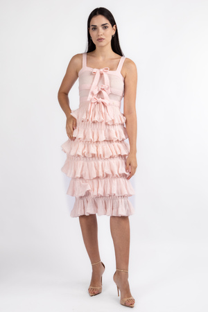 Платье рюши розовый текстиль 038441