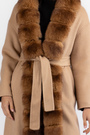 Пальто мех коричневый текстиль 038504