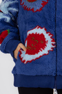 Шуба рисунок синий мех 038557