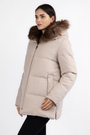 Куртка коричневе хутро молочний текстиль 038610