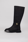 Чоботи золоте лого чорна шкіра 038618