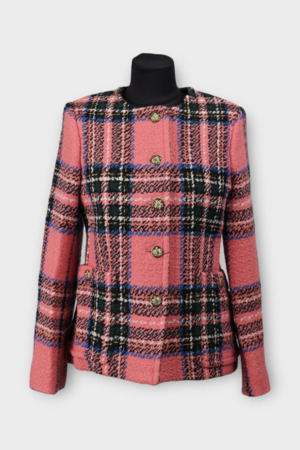 Піджак гудзики клітинка рожевий текстиль 038751