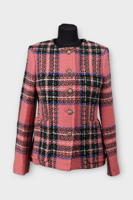 Піджак гудзики клітинка рожевий текстиль 038751
