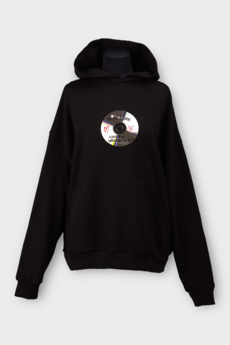 Кофта капюшон рисунок диск черный текстиль 038792