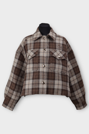 Сорочка клітинка коричневий текстиль 038795