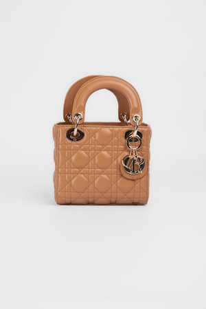 Сумка золоте лого 16 см світло-коричнева шкіра 039050