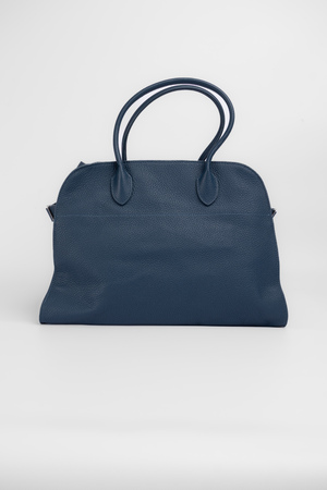 Сумка 40 см темно-блакитна шкіра рельеф 039059