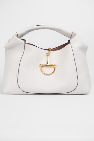 Сумка 44 см золота фурнітура біла шкіра рельеф 039064