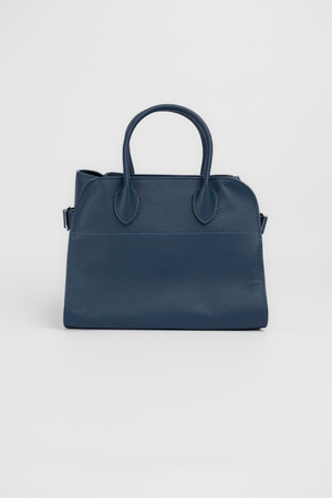 Сумка 26 см синя шкіра рельеф 039069