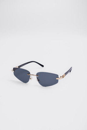 Окуляри чорна лінза золоті дужки 039164-1