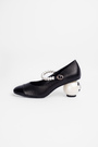 Туфлі перлини чорна шкіра 039189