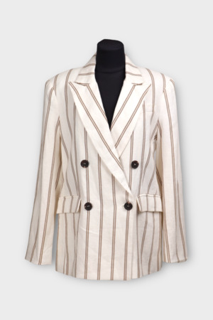 Піджак у смужку молочний коттон 039245
