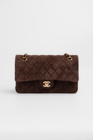 Сумка 25 см золота фурнітура коричнева замша 039269