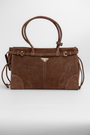 Сумка 27 см золота фурнітура коричнева замша 039299