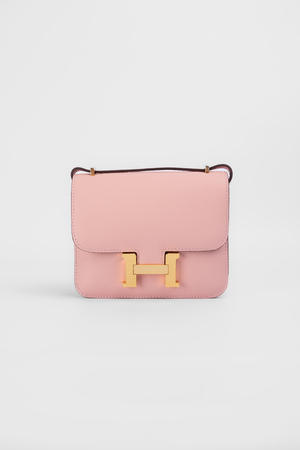 Сумка 18 см золотая фурнитура розовая кожа 039614