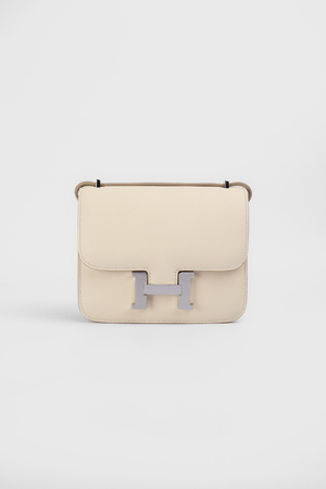 Сумка 18 см серебряная фурнитура белая кожа 039615