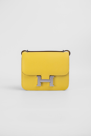 Сумка 18 см серебряная фурнитура желтая кожа 039616