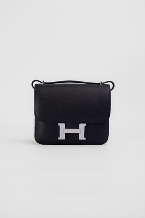 Сумка 18 см срібна фурнітура чорна шкіра 039618