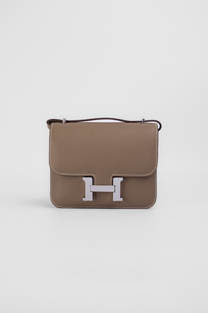 Сумка 18 см срібна фурнітура сіра шкіра 039621