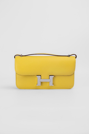 Сумка 23 см серебряная фурнитура желтая кожа 039625