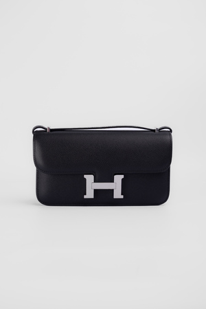 Сумка 23 см срібна фурнітура чорна шкіра 039631