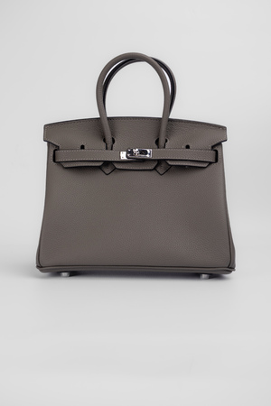 Сумка 25 см срібна фурнітура темно-сіра шкіра 039652