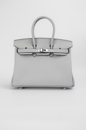 Сумка 25 см срібна фурнітура світло-сіра шкіра 039653