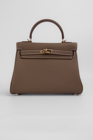 Сумка 27 см золота фурнітура сіра шкіра 039655