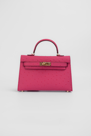 Сумка 20 см золота фурнітура в краплю рожева шкіра 039667