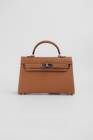 Сумка 20 см срібна фурнітура руда шкіра 039675