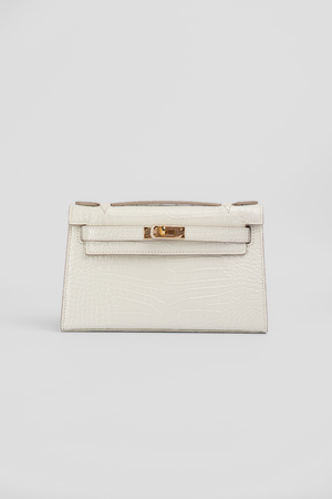 Сумка 22 см золота фурнітура біла шкіра рельеф 039676