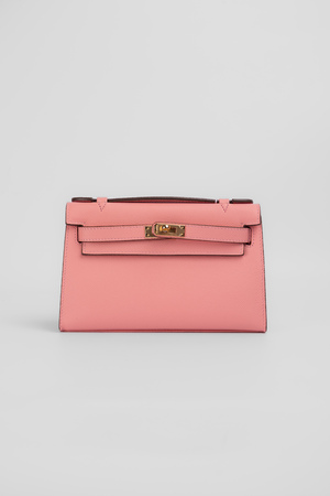 Сумка 22 см золота фурнітура коралова шкіра 039688