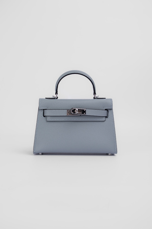 Сумка 19 см срібна фурнітура блакитна шкіра 039694