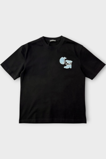 Футболка блакитне лого чорний котон 039751