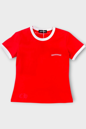 Футболка з білою окантовкою лого біле червоний котон 039754