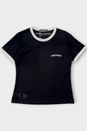 Футболка с белой окантовкой логотип белый черный котон 039757