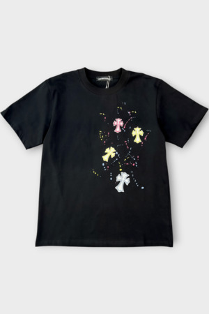 Футболка різнокольоровий малюнок чорний котон 039774