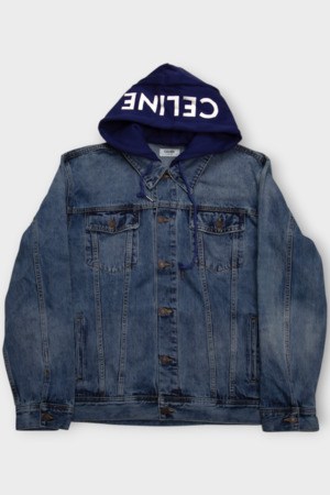 Куртка з синім капюшоном джинс 039900