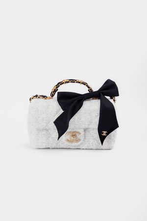 Сумка 20 см золота фурнітура бант білий текстиль 039907