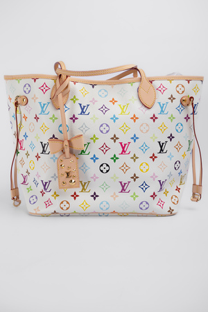 Сумка 32 см монограм біла шкіра 039921