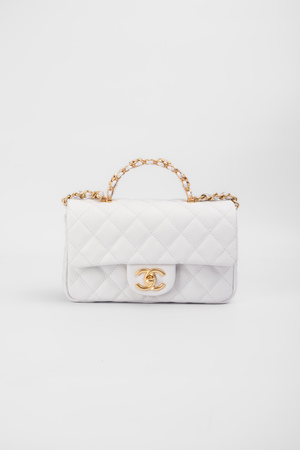 Сумка 19 см золота фурнітура біла шкіра 039941