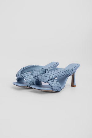 Шльопанці плеттіння блакитна шкіра 039994