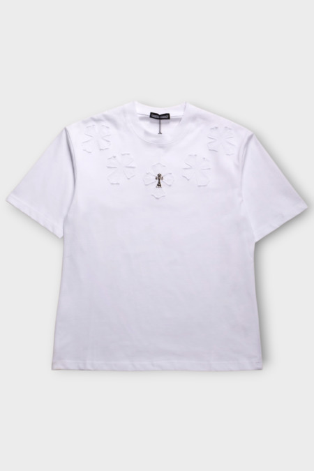 Футболка металеве лого білий котон 040068