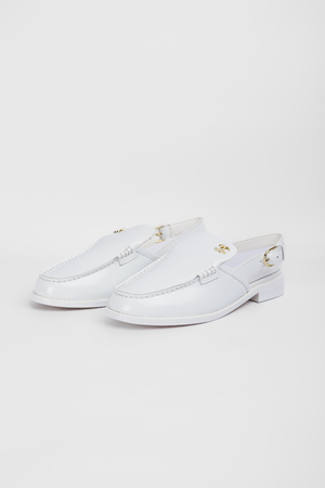 Туфлі золоте лого біла шкіра 040073