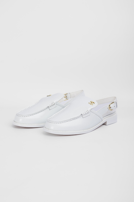 Туфлі золоте лого біла шкіра 040073