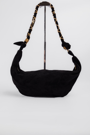 Сумка 60 см золотая фурнитура черный замш 040099