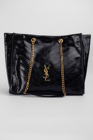 Сумка 35 см золотий лого чорна шкіра глянцева 040102