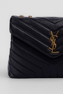 Сумка 32 см золотий лого чорна шкіра 040119