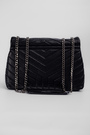 Сумка 32 см срібне лого чорна шкіра 040120