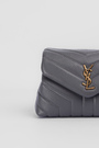 Сумка 20 см золоте лого сіра шкіра 040136